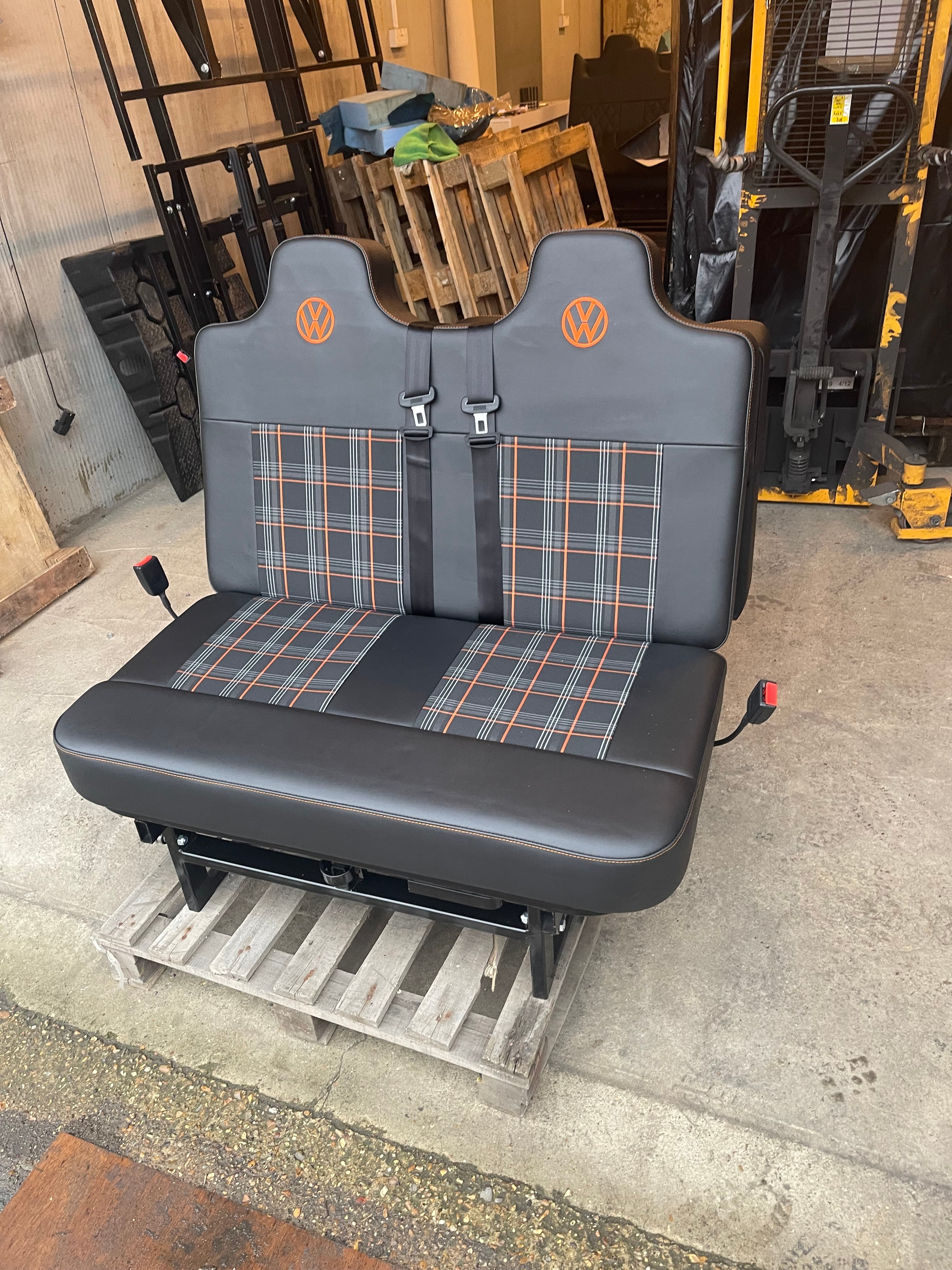 3/4 Rock and Roll Bed,M1 Tested. Black with Orange Tartan and Logo’s