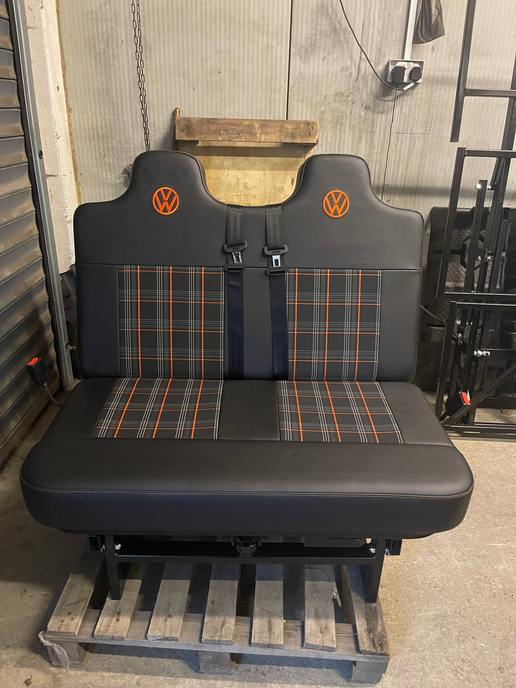 3/4 Rock and Roll Bed,M1 Tested. Black with Orange Tartan and Logo’s