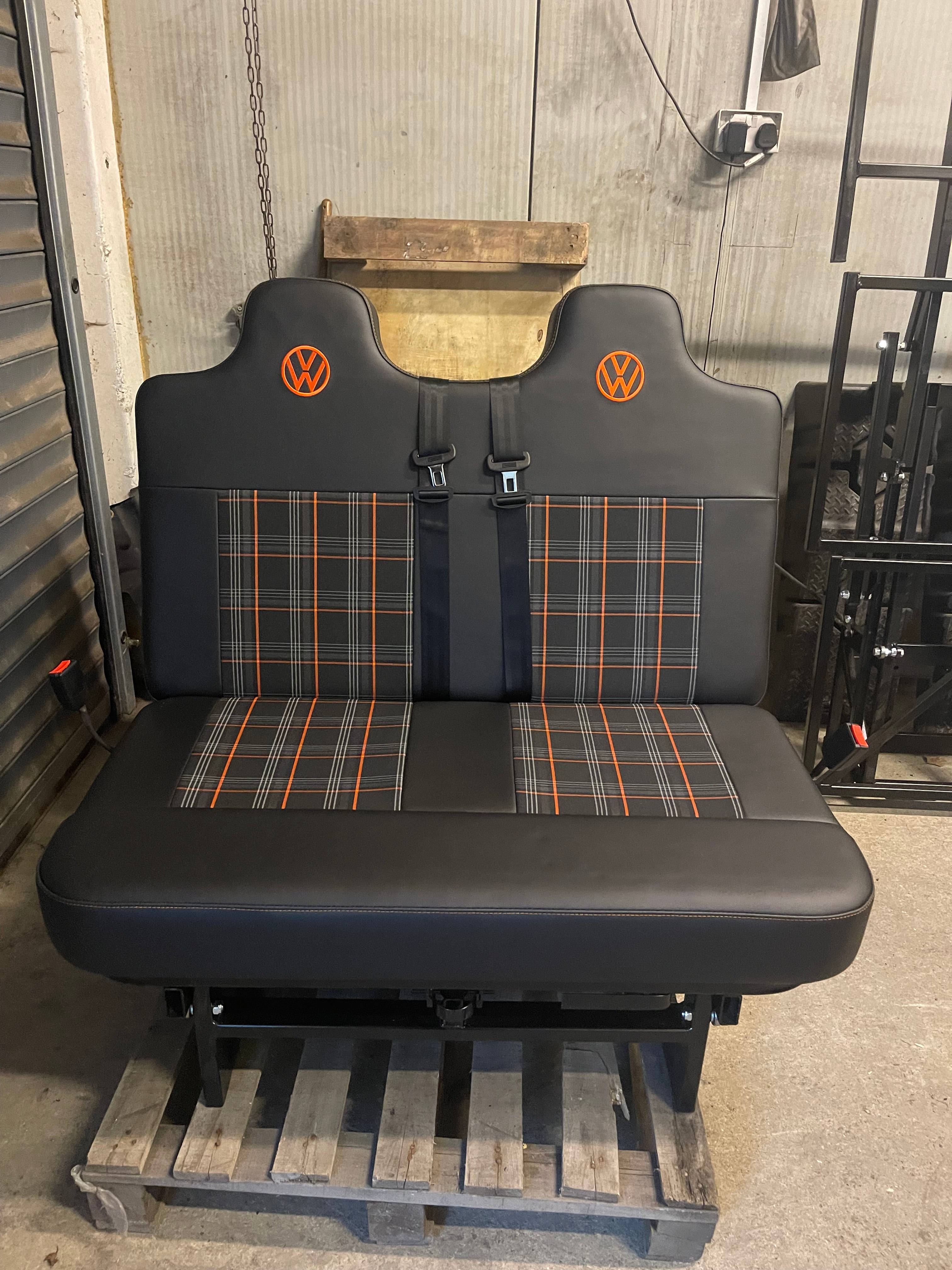3/4 Rock and Roll Bed,M1 Tested. Black with Orange Tartan and Logo’s