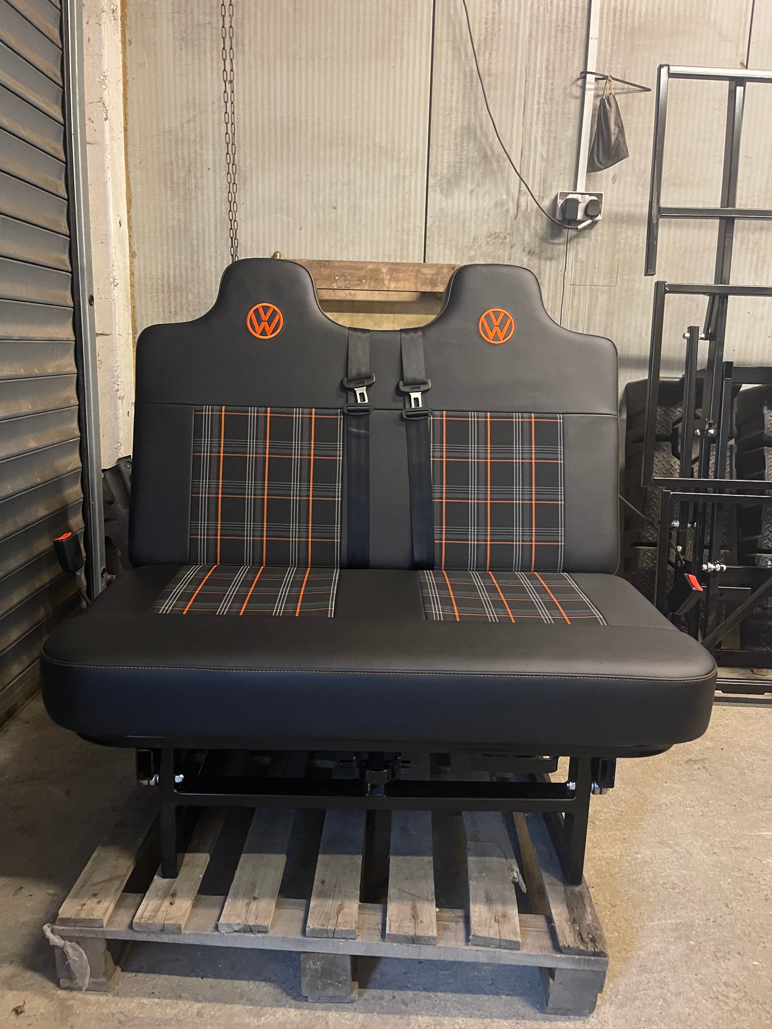 3/4 Rock and Roll Bed,M1 Tested. Black with Orange Tartan and Logo’s