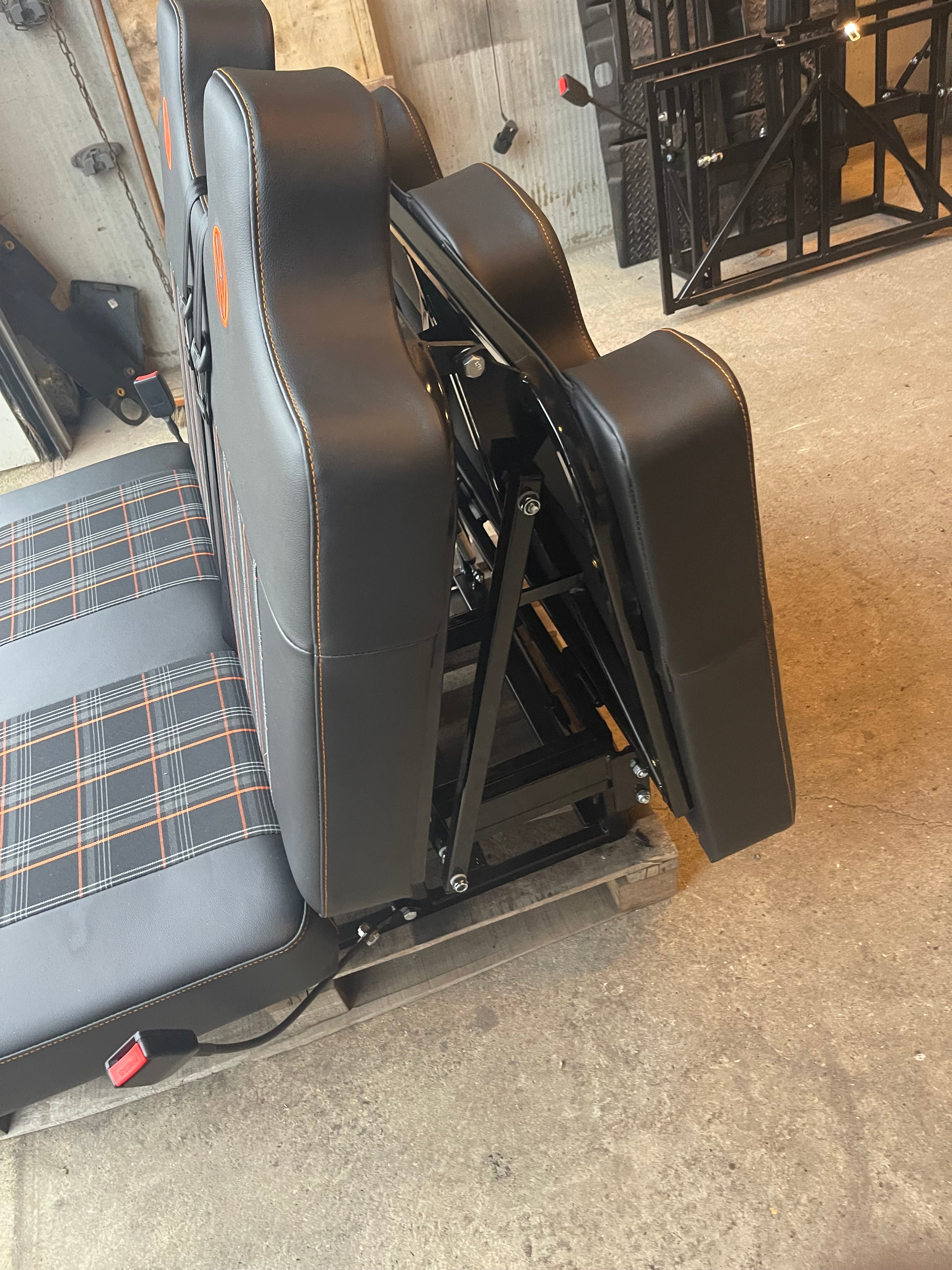3/4 Rock and Roll Bed,M1 Tested. Black with Orange Tartan and Logo’s