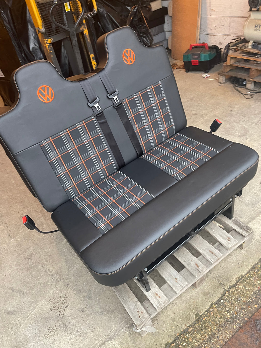 3/4 Rock and Roll Bed,M1 Tested. Black with Orange Tartan and Logo’s