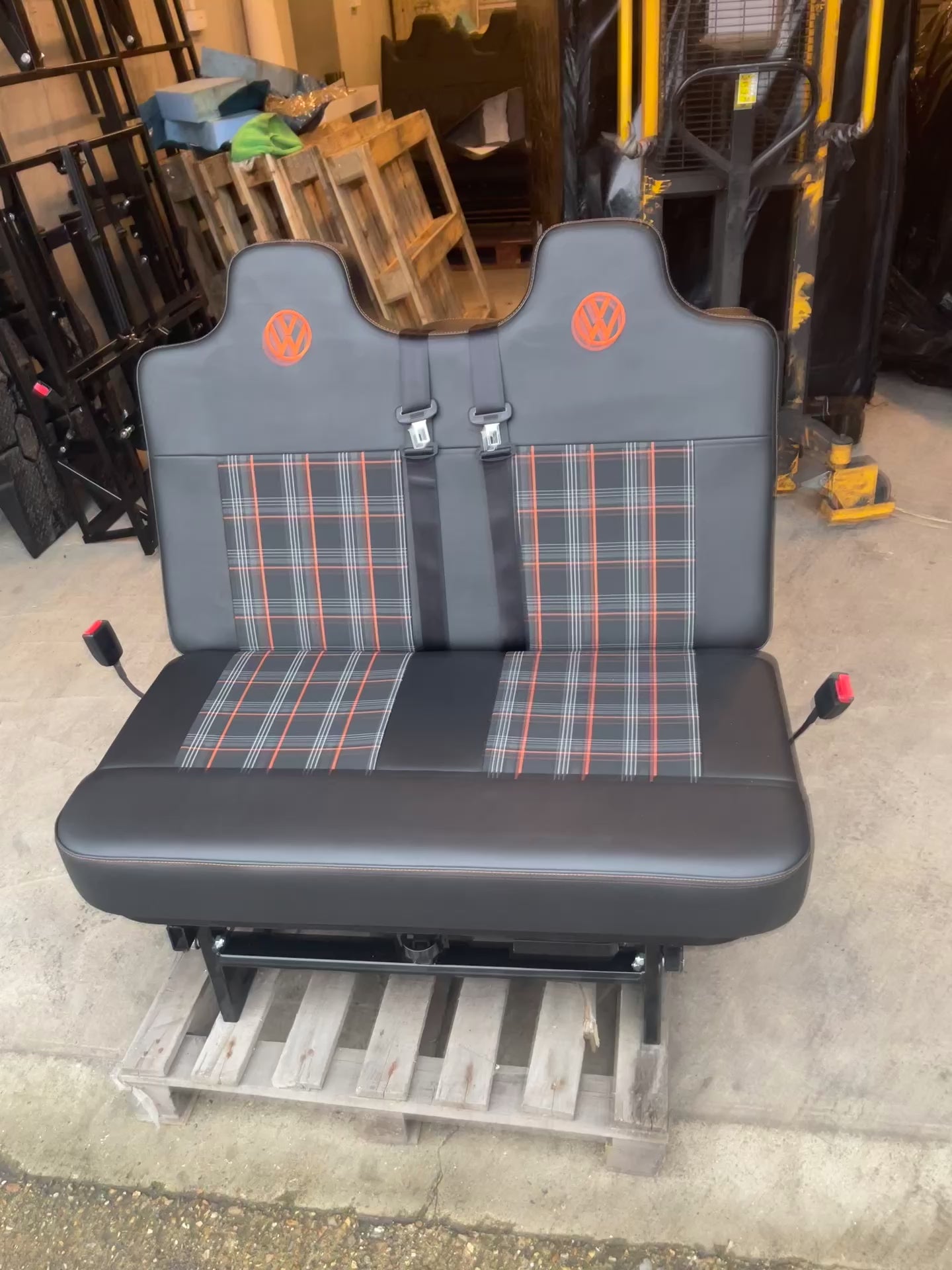 3/4 Rock and Roll Bed,M1 Tested. Black with Orange Tartan and Logo’s