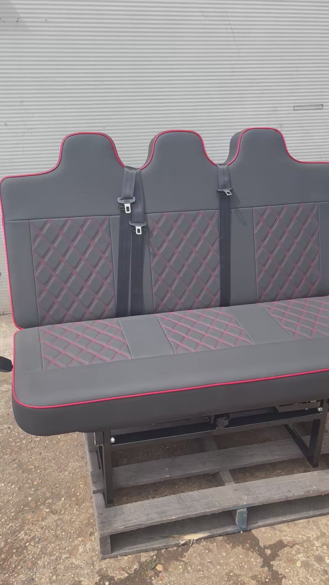 Full Width 148cm Rock and Roll Bed - Black with Red Cross Stitch